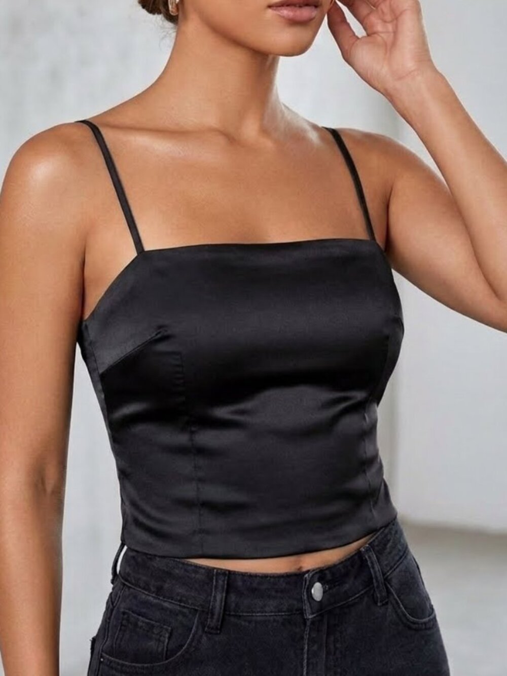 Aritzia Sunday Best Satin Camisole Tank Top Black Size Small